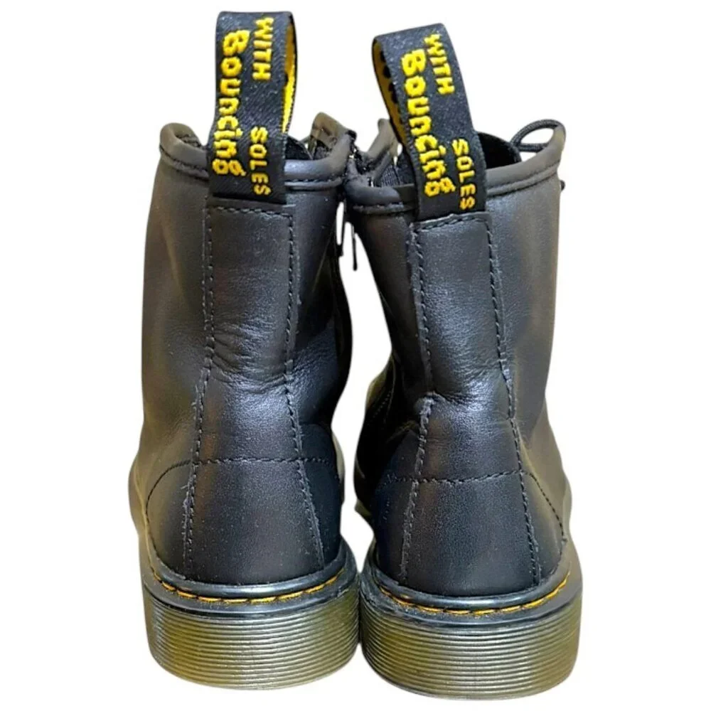 Dr. Martens 1460 J Pascal Leather Lace Up Boots in Black Kids Size 2